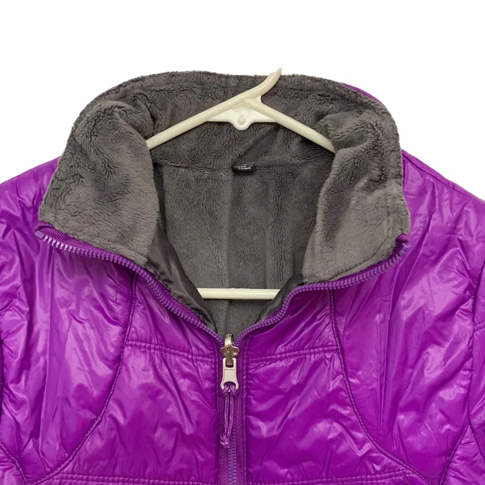 Purple Puffer Jacket Lightweight Quilted Zip Front Coat
